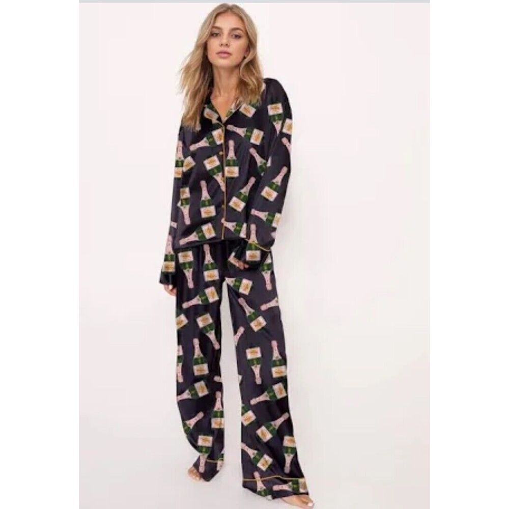 Sheshow Veuve Rosé Champagne Pajama Set Women's Small Novelty Print